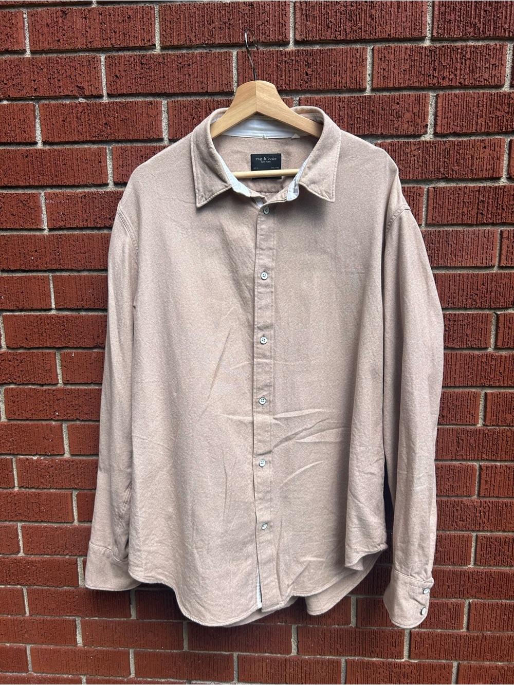 Rag & Bone Fit 2 Beige Button Up Shirt XXL Designer Menswear